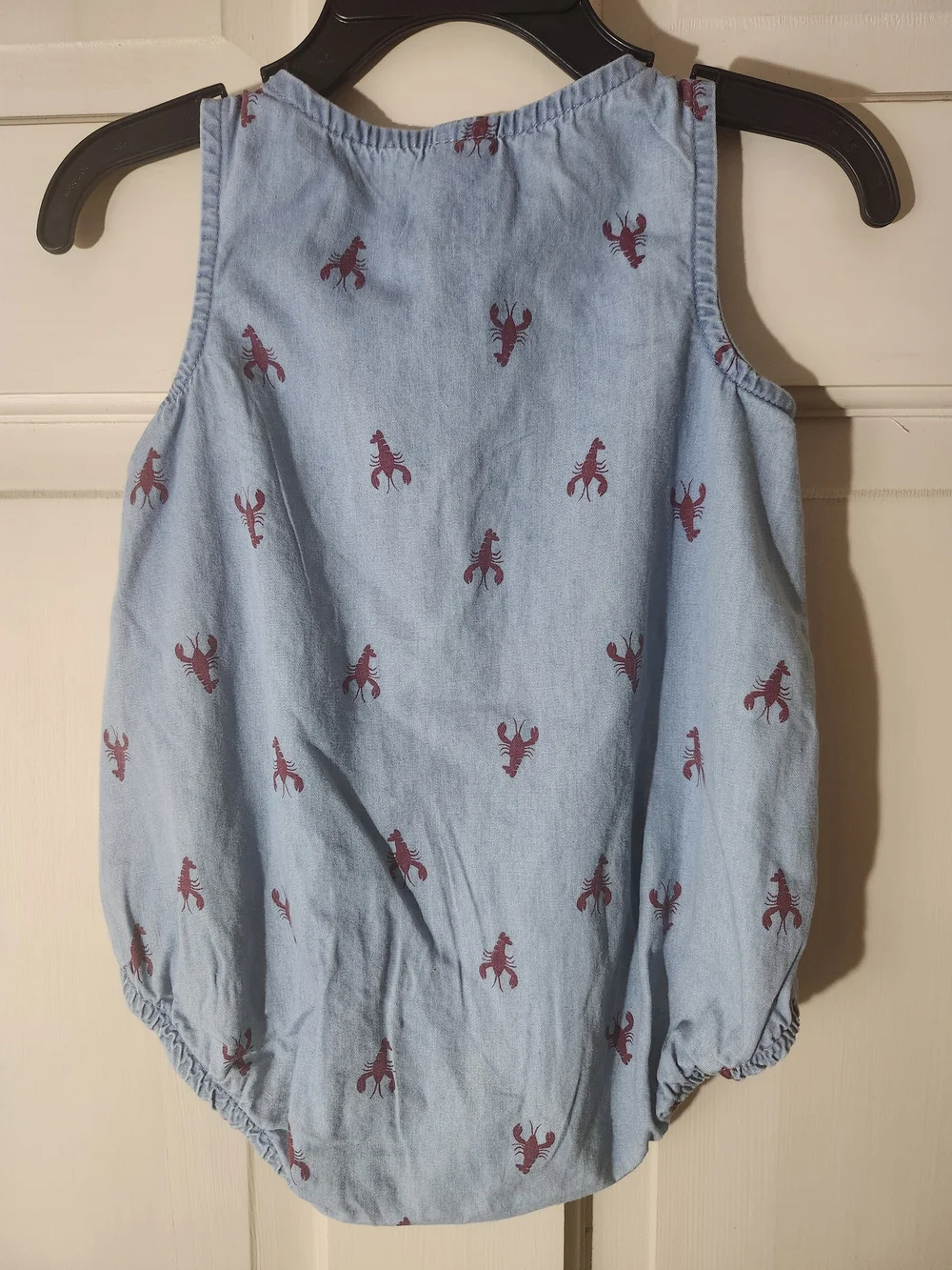 Carter's Light Denim Romper with Red Lobster Print